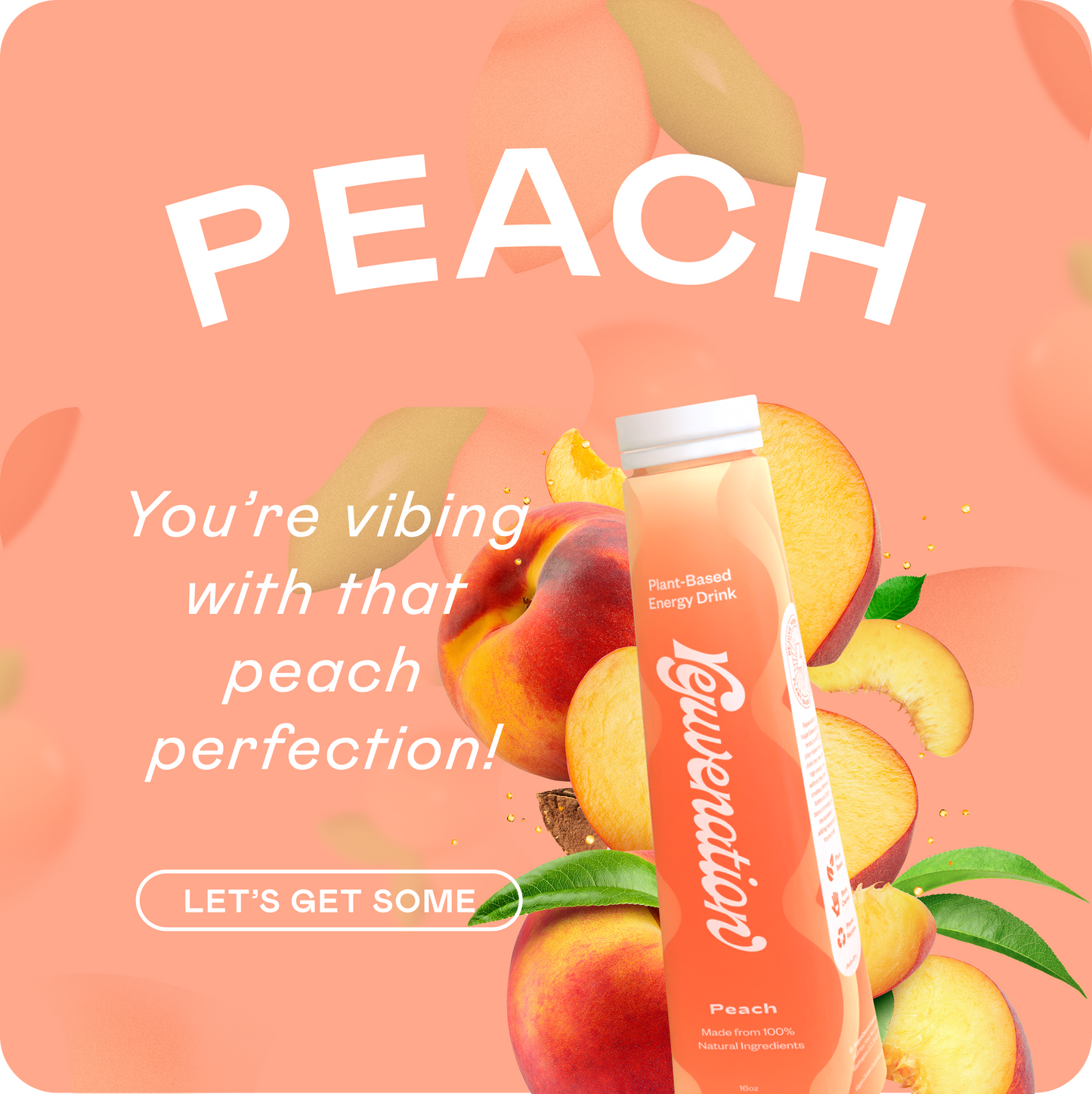 DRINK REJUV Peach Plant Based Energy Drink